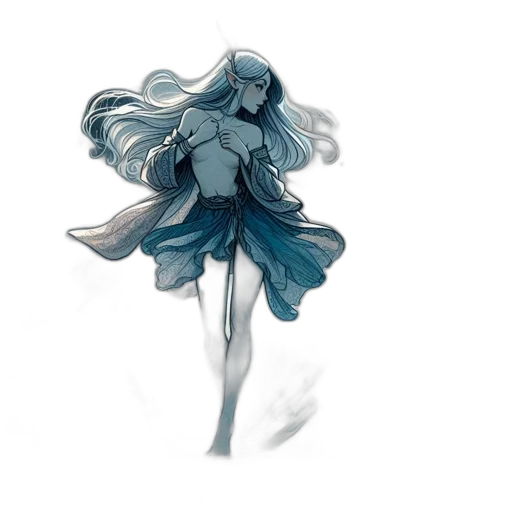 dress, hair, creature, flower, concept art, watercolor, fantasy art, pixel art transparent PNG cut-out
