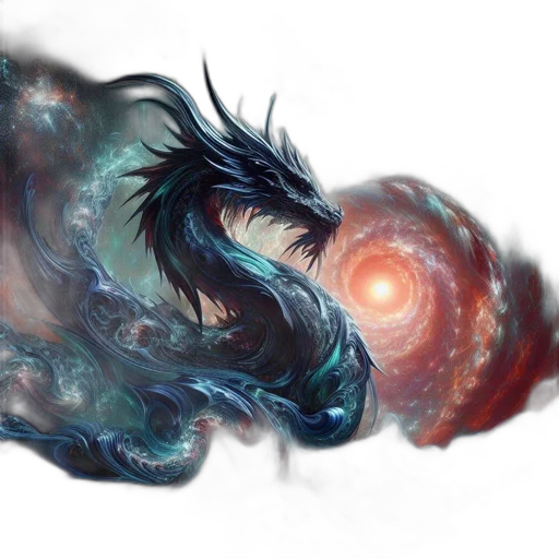 dragon, creature, mask, hair, fantasy art, concept art, photorealistic, watercolor transparent PNG cut-out