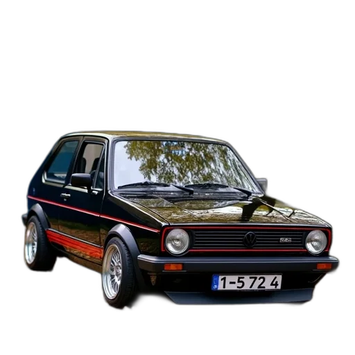car, photorealistic, 3d render, concept art, pixel art, black, volkswagen, golf transparent PNG cut-out