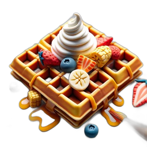 food, crown, robot, 3d render, photorealistic, detailed, miniature, waffle transparent PNG cut-out