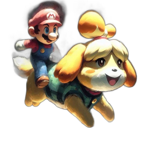 animal, hat, concept art, pixel art, watercolor, 3d render, golden, mario transparent PNG cut-out