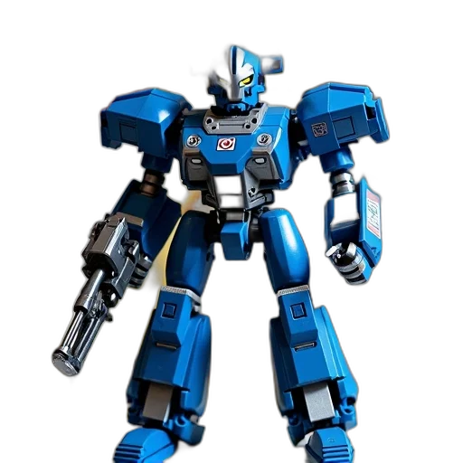 robot, weapon, 3d render, concept art, blue, detailed, image, lego transparent PNG cut-out