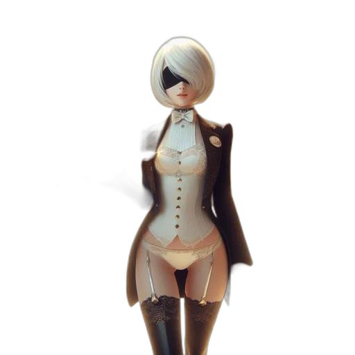 robot, dress, jacket, staff, concept art, 3d render, fantasy art, pixel art transparent PNG cut-out