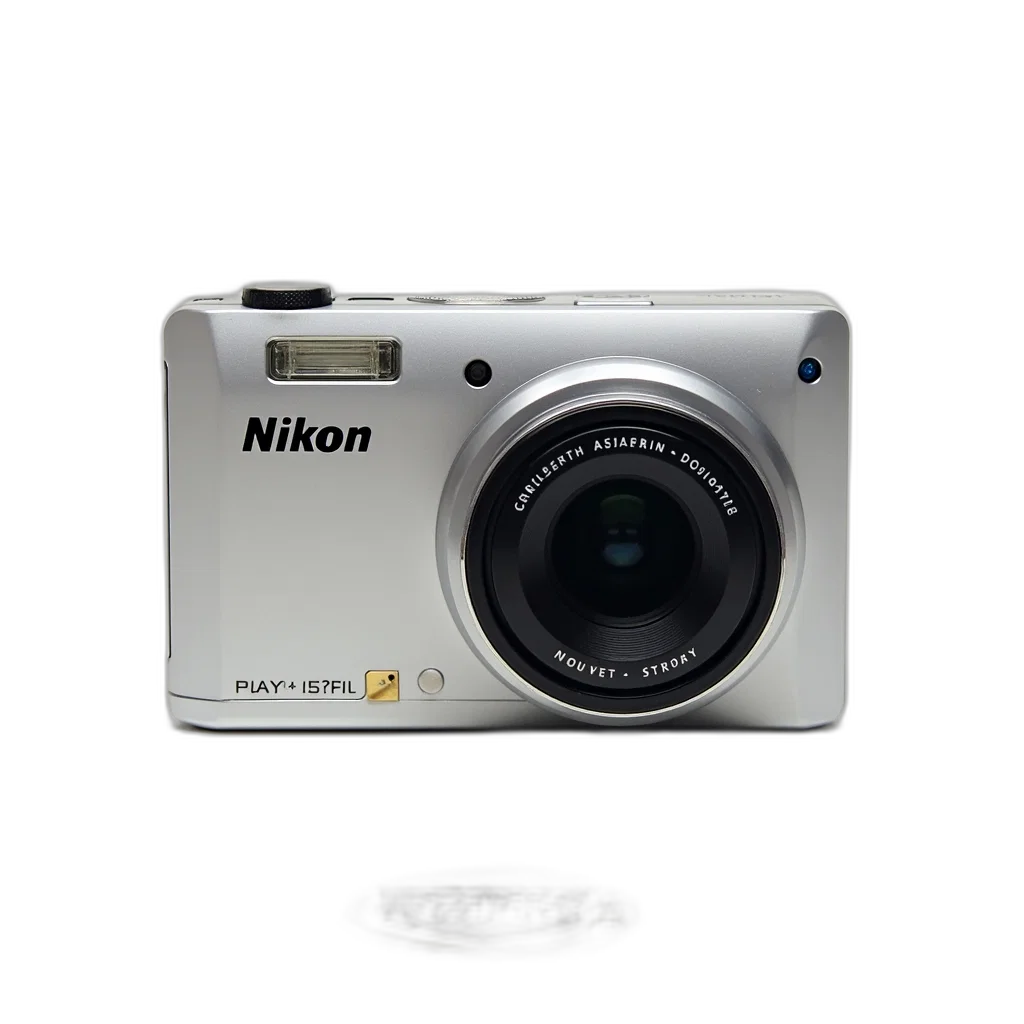 weapon, photorealistic, silver, compact, digital, camera, nikkor, lens transparent PNG cut-out