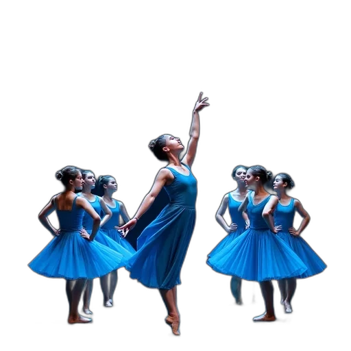 dress, concept art, 3d render, blue, group, dancers, attire, performing transparent PNG cut-out