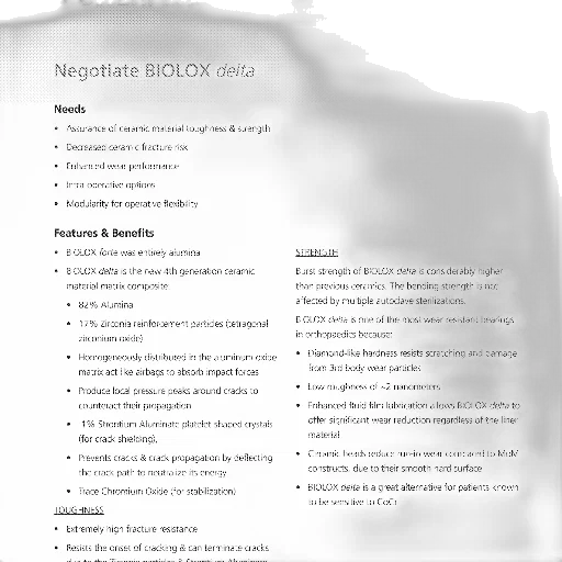 document, titled, negotiate, biolox, delta, lists, needs, features transparent PNG cut-out