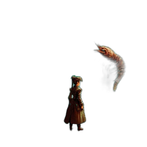 staff, dragon, creature, weapon, concept art, pixel art, fantasy art, 3d render transparent PNG cut-out