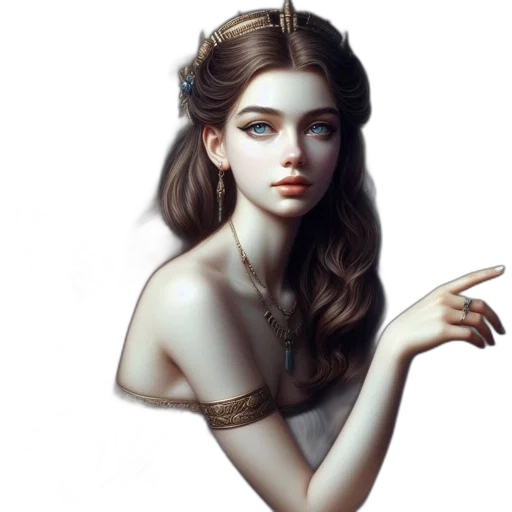 jewelry, crown, dress, face, fantasy art, photorealistic, concept art, oil painting transparent PNG cut-out