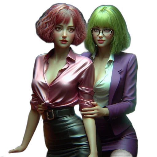 3d render, concept art, comic book art, photorealistic, neon lights, green, neon, two transparent PNG cut-out