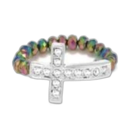 jewelry, crown, silver, ring, cross, adorned, clear, gemstones transparent PNG cut-out