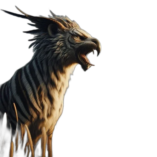 dragon, animal, creature, hair, concept art, fantasy art, 3d render, photorealistic transparent PNG cut-out