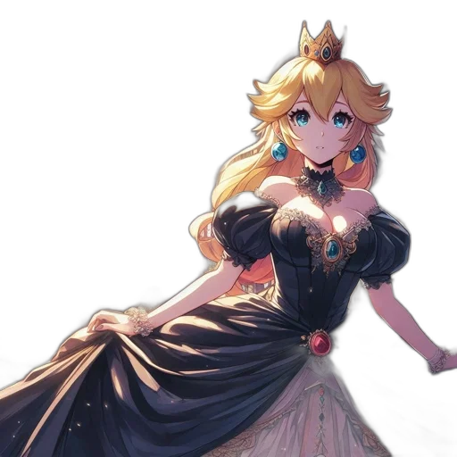dress, crown, staff, jewelry, concept art, fantasy art, anime, pixel art transparent PNG cut-out