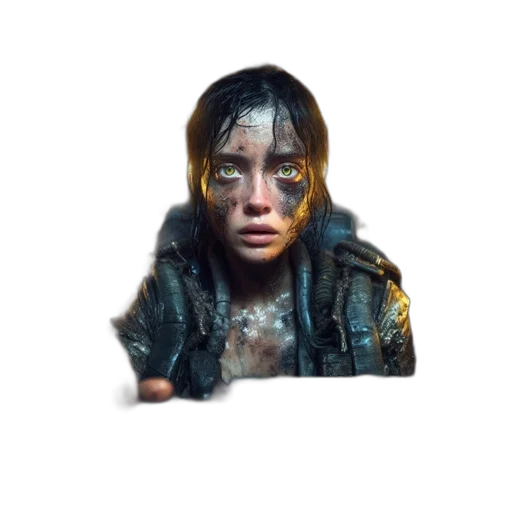 face, jacket, weapon, robot, concept art, photorealistic, pixel art, 3d render transparent PNG cut-out