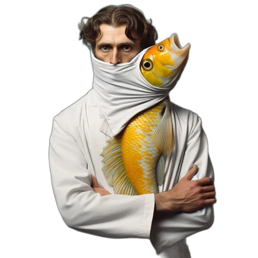 animal, mask, creature, jacket, photorealistic, concept art, underwater, man transparent PNG cut-out