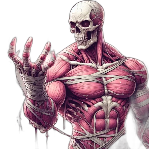 comic book art, concept art, photorealistic, 3d render, red, anthropomorphic, figure, skull transparent PNG cut-out