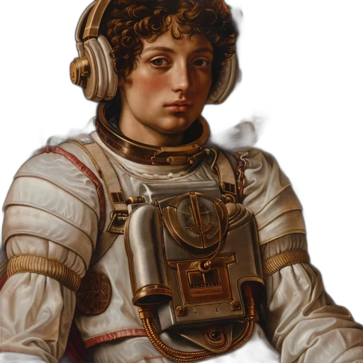 face, robot, staff, jacket, photorealistic, concept art, fantasy art, oil painting transparent PNG cut-out