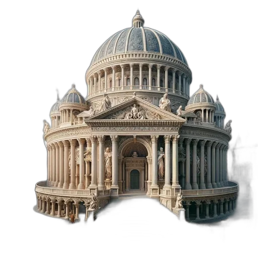 crown, building, 3d render, concept art, photorealistic, grand, domed, structure transparent PNG cut-out