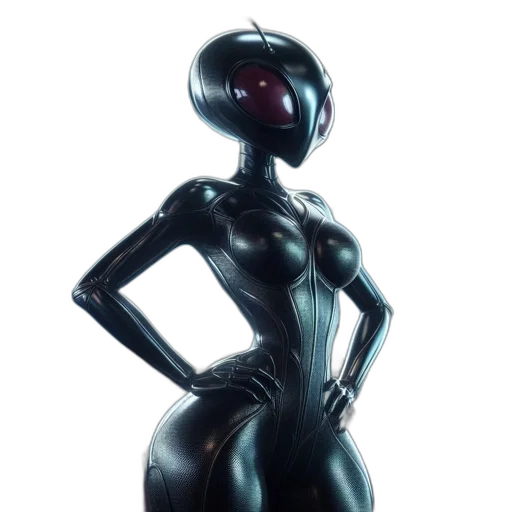 robot, dress, creature, concept art, 3d render, cyberpunk, comic book art, outer space transparent PNG cut-out