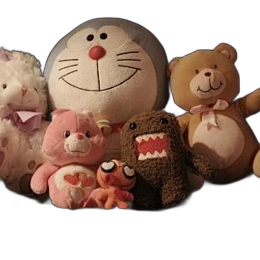 3d render, photorealistic, collection, stuffed, animals, including, doraemon, care transparent PNG cut-out