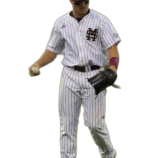 staff, 3d render, concept art, baseball, player, striped, uniform, holds transparent PNG cut-out
