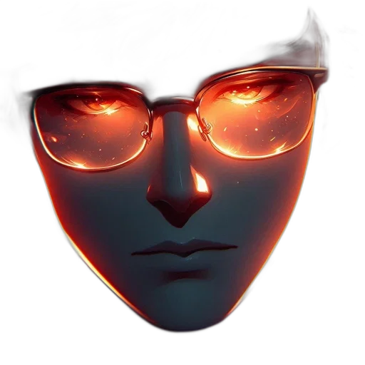 mask, face, robot, staff, cyberpunk, 3d render, concept art, vaporwave transparent PNG cut-out