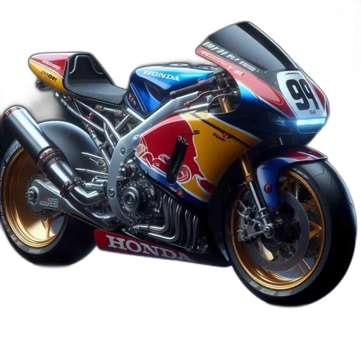 photorealistic, concept art, 3d render, oil painting, detailed, racing-themed, honda, motorcycle transparent PNG cut-out