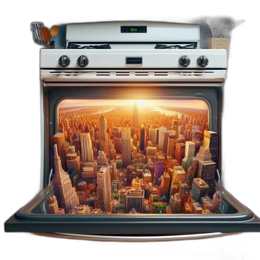 robot, 3d render, fire, image, features, unusual, sight, kitchen transparent PNG cut-out