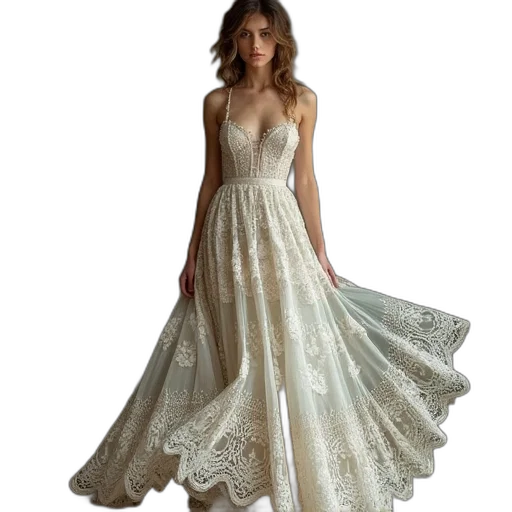 dress, monochrome, theia, lace transparent PNG cut-out