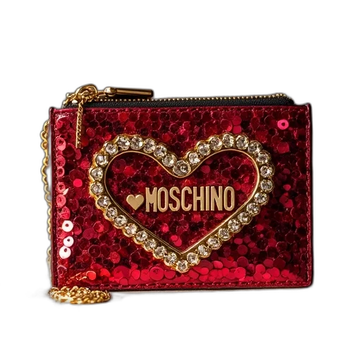 love, moschino, cardholder, sequin, detail transparent PNG cut-out