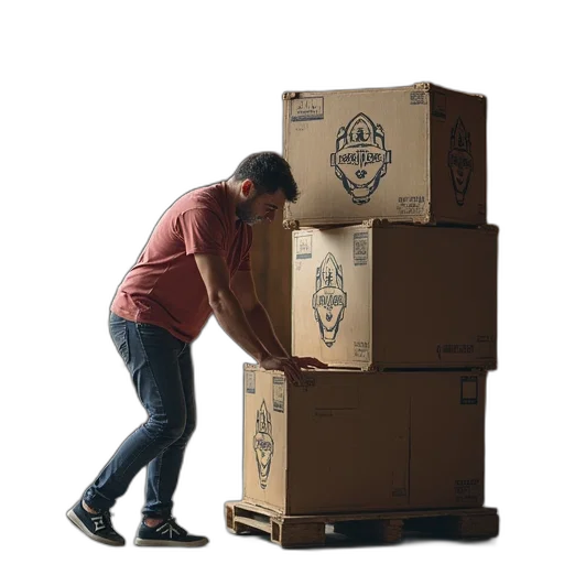 furniture, jacket, robot, staff, 3d render, concept art, caption, reads transparent PNG cut-out