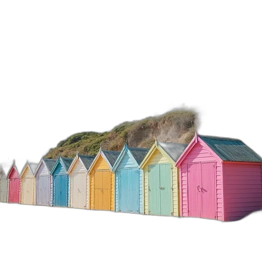 building, 3d render, beach, row transparent PNG cut-out