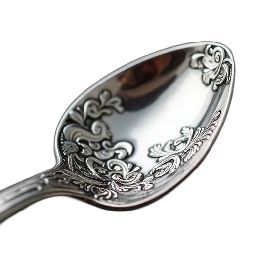 jewelry, food, crown, staff, close-up, silver, spoon, intricate transparent PNG cut-out