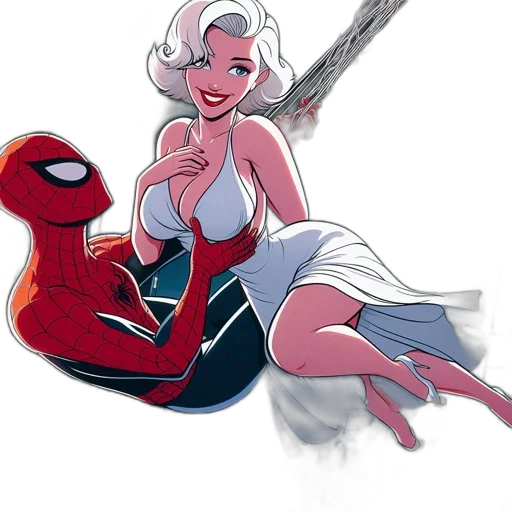 comic book art, concept art, cartoon, fantasy art, night, spider-man, seen, swinging transparent PNG cut-out