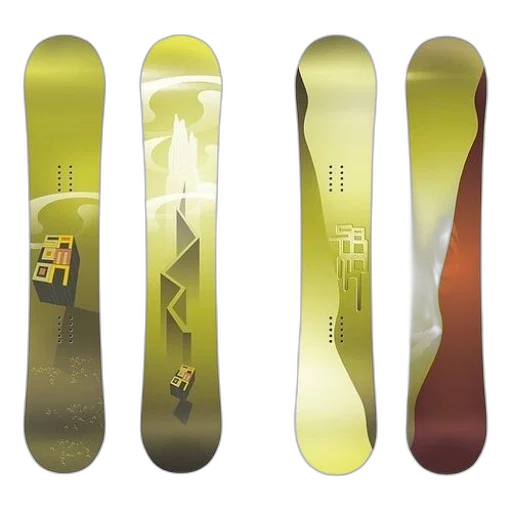 concept art, 3d render, golden, four, snowboards, different, designs, including transparent PNG cut-out