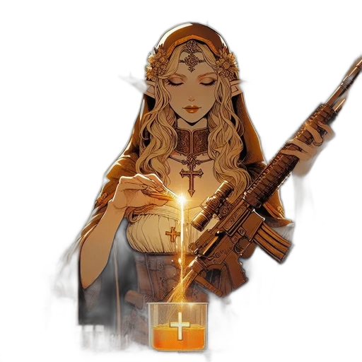 weapon, staff, concept art, fantasy art, pixel art, comic book art, fire, golden transparent PNG cut-out