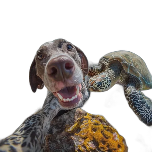 animal, creature, dragon, photorealistic, 3d render, underwater, beach, dog transparent PNG cut-out