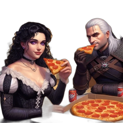 food, fantasy art, concept art, pixel art, comic book art, fire, red, pizzeria transparent PNG cut-out
