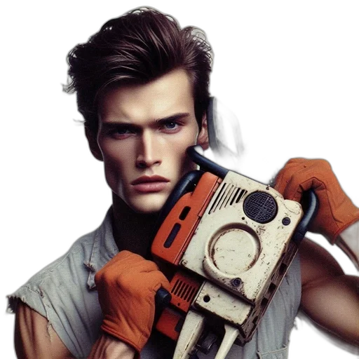 robot, jacket, weapon, face, photorealistic, cyberpunk, concept art, 3d render transparent PNG cut-out