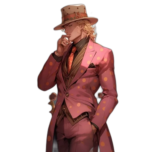 jacket, hat, staff, face, concept art, cyberpunk, pixel art, fantasy art transparent PNG cut-out