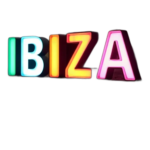 second, image, close-up, word, ibiza, neon, light, effect transparent PNG cut-out