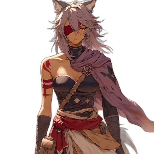 mask, staff, weapon, animal, concept art, fantasy art, pixel art, anime transparent PNG cut-out