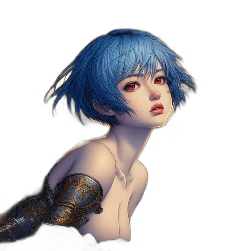 robot, face, sword, fantasy art transparent PNG cut-out