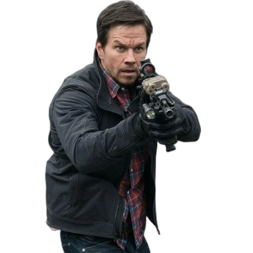 jacket, weapon, animal, staff, man, plaid, shirt, black transparent PNG cut-out