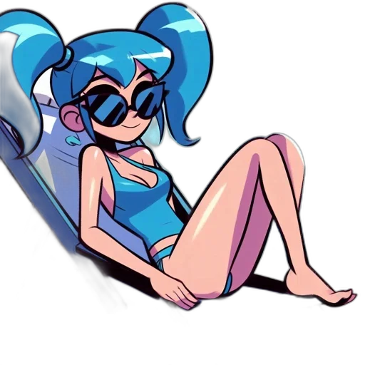 cartoon, vaporwave, concept art, anime, blue, neon, pastel, animated transparent PNG cut-out