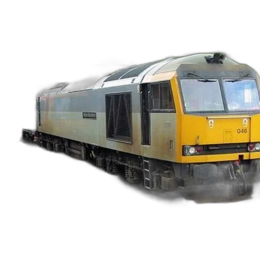 photorealistic, 3d render, yellow, train, number, 046, parked, station transparent PNG cut-out