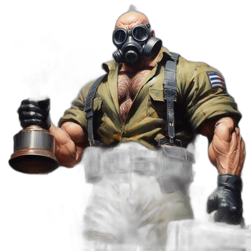 mask, concept art, comic book art, photorealistic, muscular, man, wearing, gas transparent PNG cut-out
