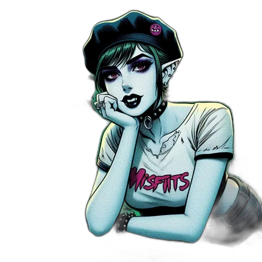hat, staff, comic book art, concept art, cartoon, vaporwave, neon lights, pastel transparent PNG cut-out