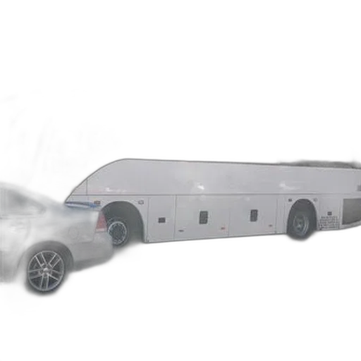 car, concept art, 3d render, photorealistic, fog, white, bus, parked transparent PNG cut-out