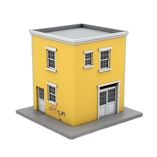 building, furniture, 3d render, concept art, photorealistic, rendering, two-story, flat transparent PNG cut-out