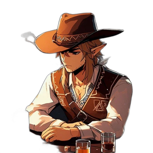 hat, staff, jacket, concept art, pixel art, fantasy art, cartoon, golden transparent PNG cut-out